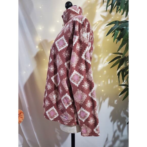 Eddie Bauer 1/2 Zip Aztec Southwestern Fleece Jacket Womens Size XL Tribal Ski - Picture 2 of 12
